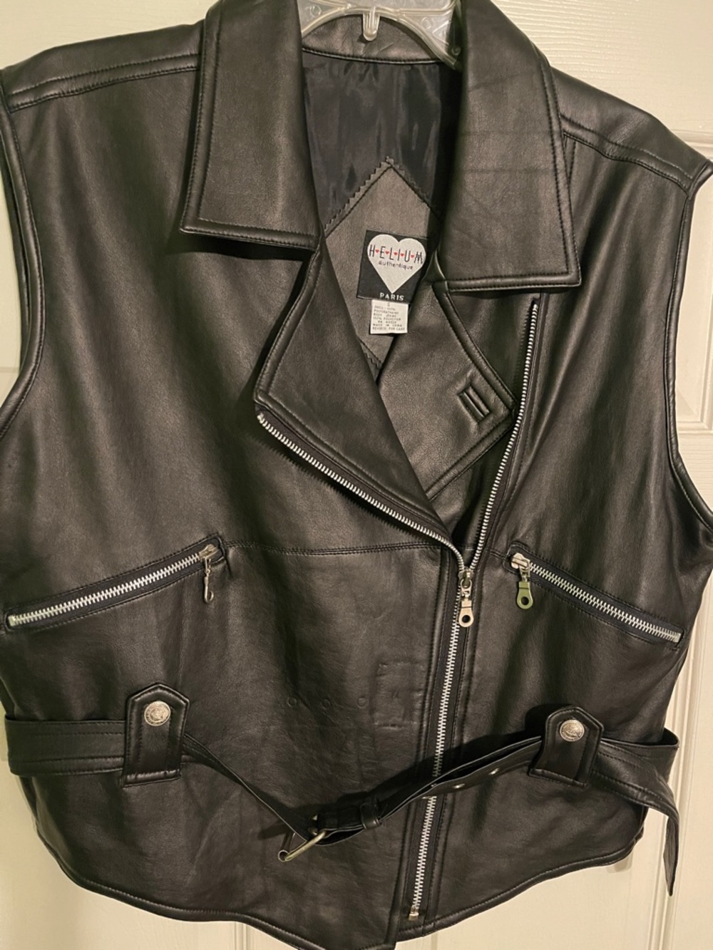 Rouge Helium Black Leather Biker Vest